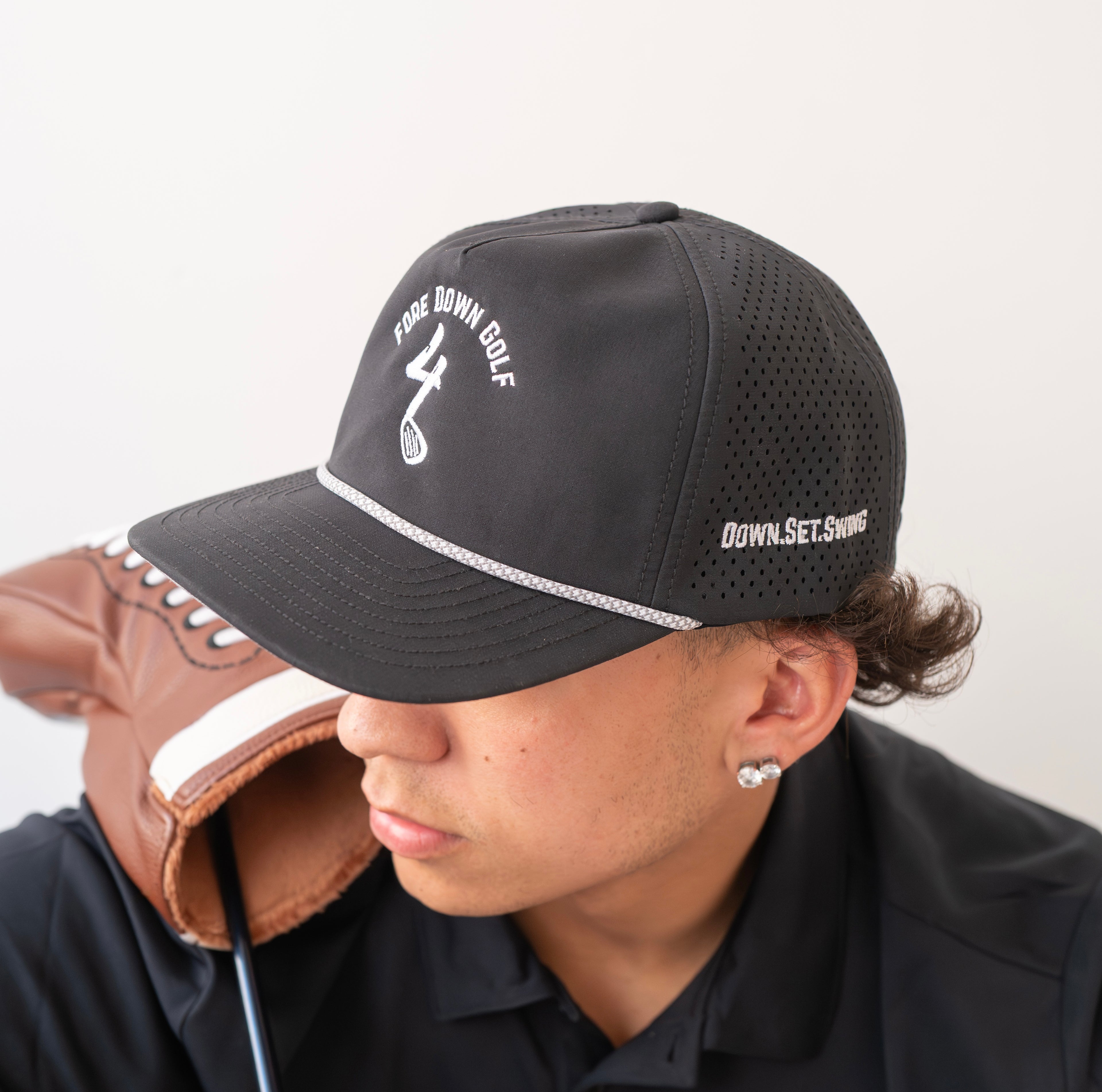 Fore Down Golf Rope Hat- Black