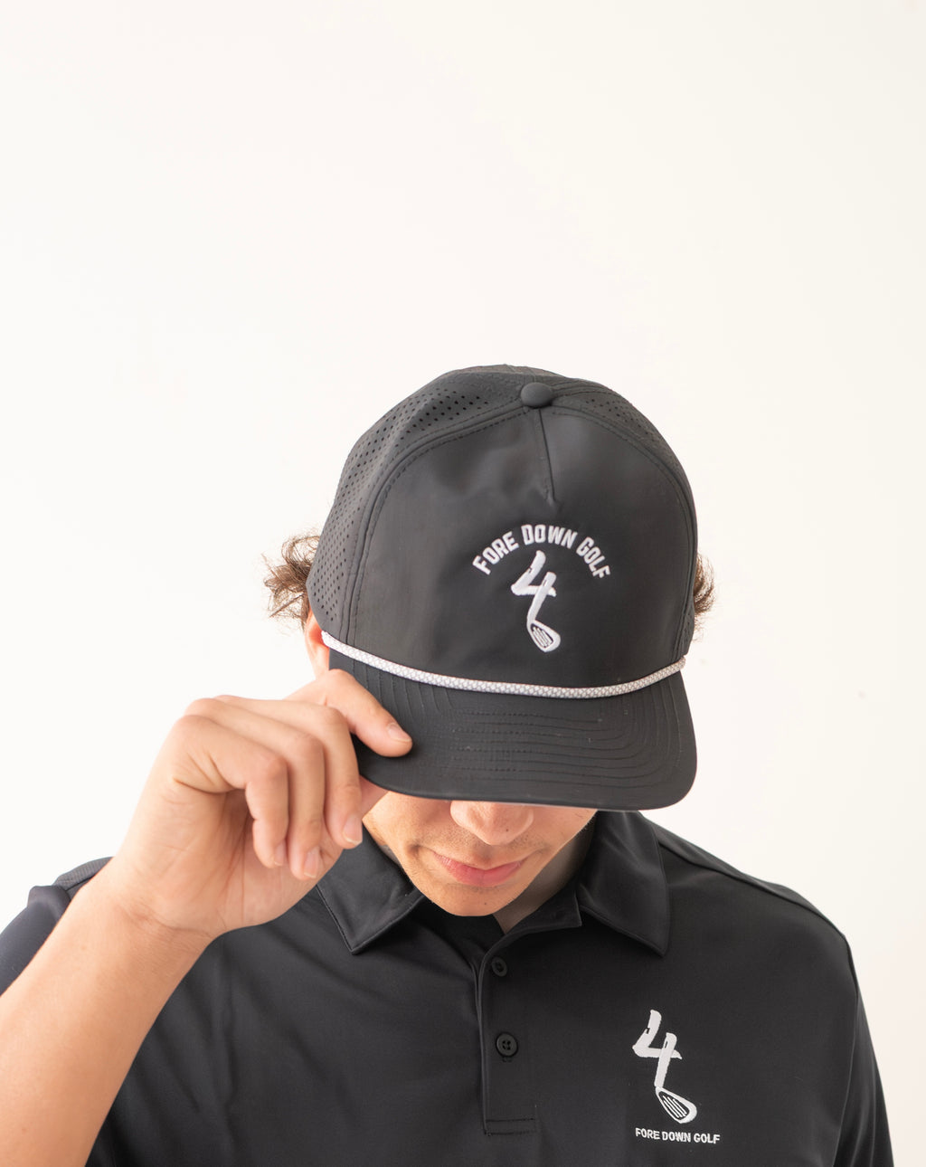 Fore Down Golf Rope Hat- Black