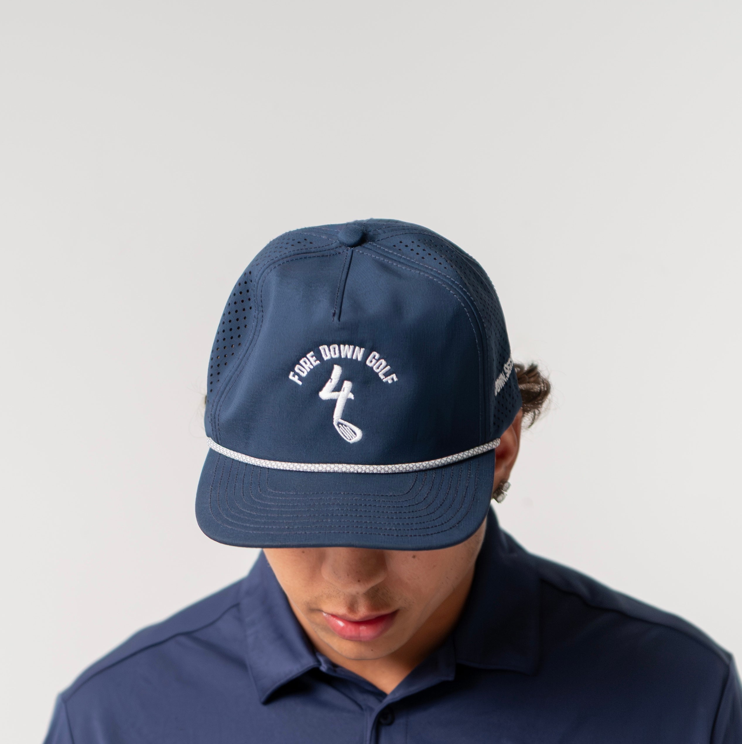 Fore Down Golf Rope Hat - Navy Blue