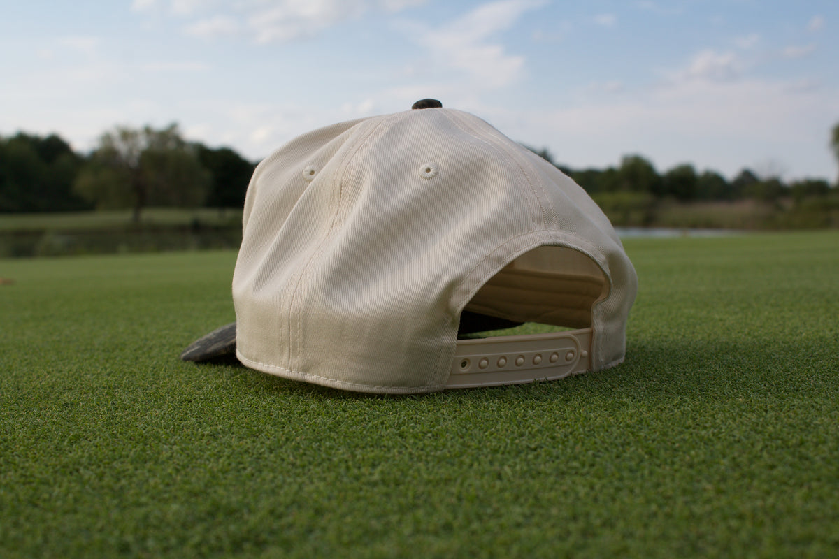 4 Down Script Hat - Cream/Camo