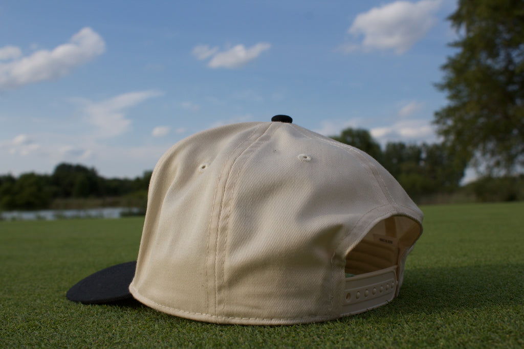 4 Down Script Hat - Cream/Black