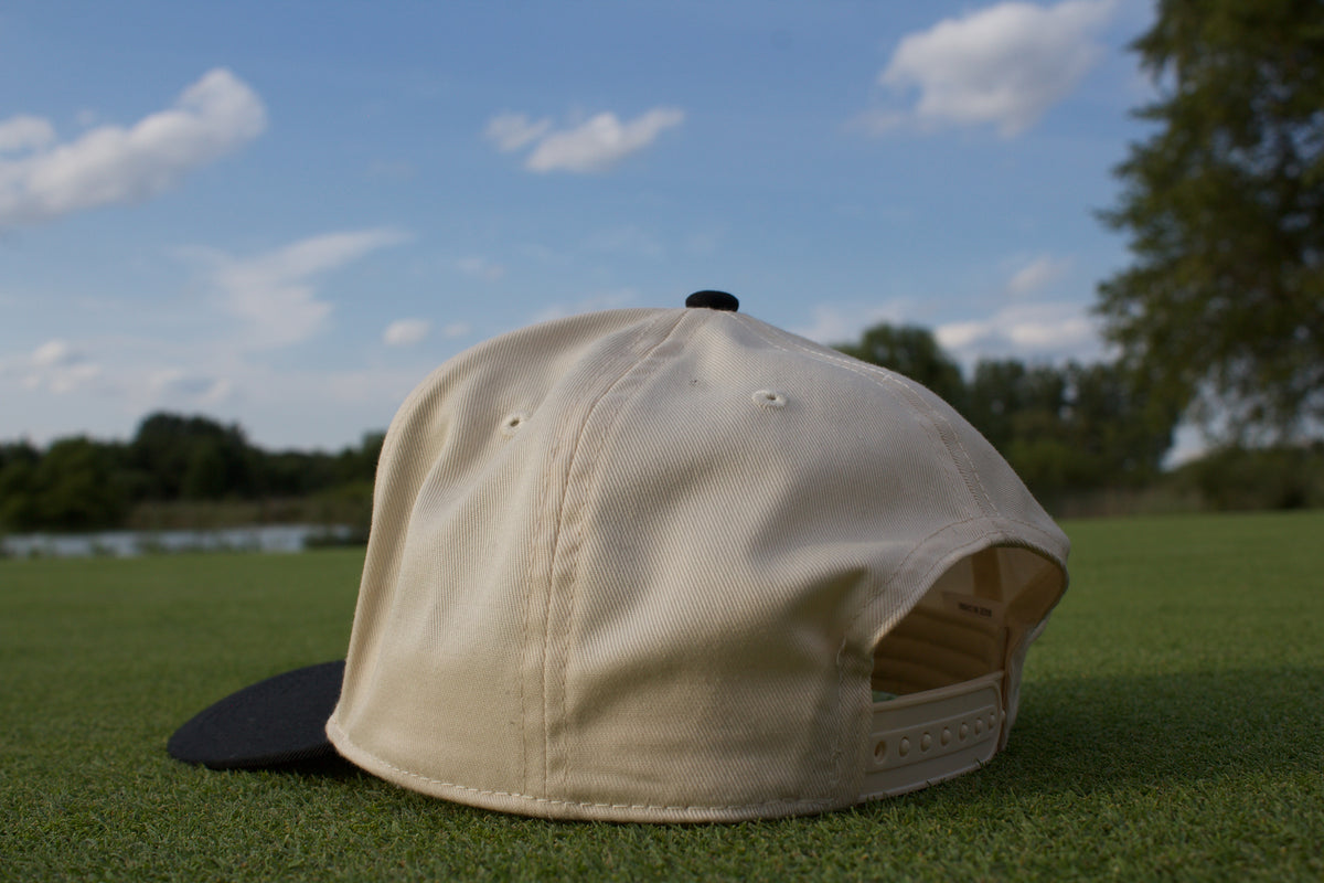 4 Down Script Hat - Cream/Black